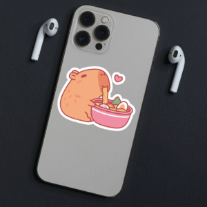 Sticker Capibara Comiendo Fideos